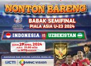 Kerjasama MNC Group, Dispar Sultra Gelar Nobar Timnas Indonesia Semifinal AFC-U23 di Area Ex MTQ