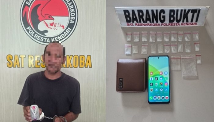 Seorang Petani di Konawe Kepulauan Dibekuk Satnarkoba Polresta Kendari Akibat Edarkan Sabu